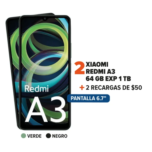 2 Xiaomi Redmi A3 + 2 Recargas + 2 Regalos