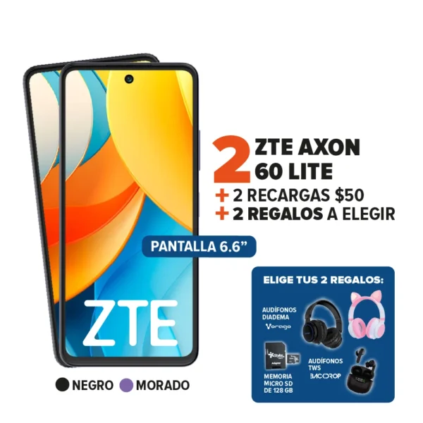 2 ZTE Axon 60 Lite + 2 Recargas + 2 Regalos