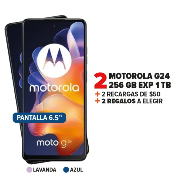 2 Motorola G24 + 2 Recargas + 2 Regalos