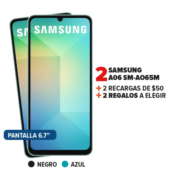 2 Samsung A06 + 2 Recargas + 2 Regalos