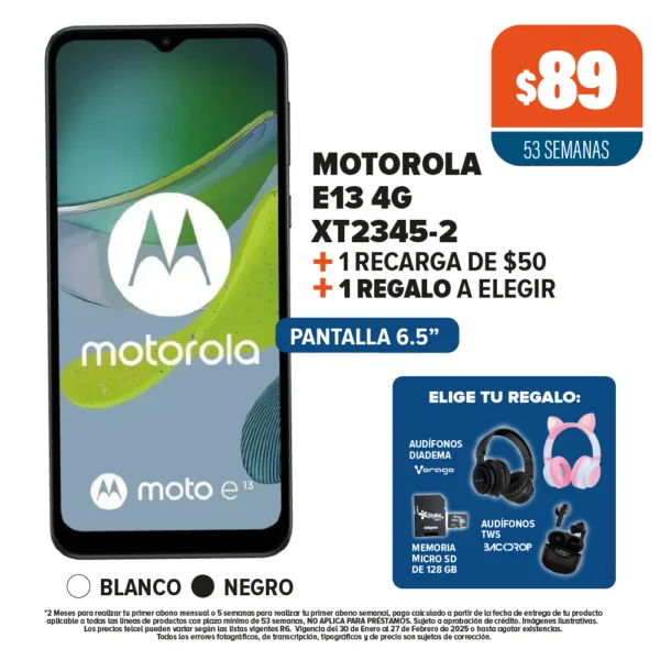 Motorola e13 + Recarga + Regalo