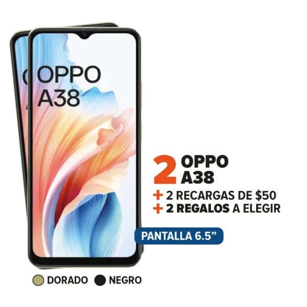 2 Oppo A38 + 2 Recargas + 2 Regalos