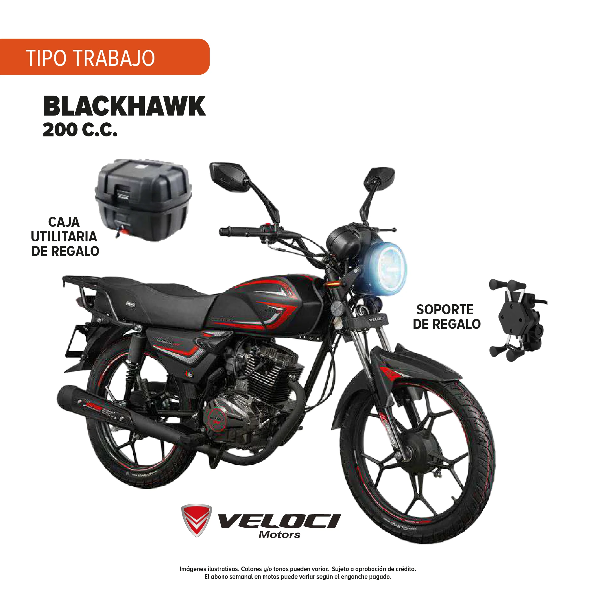 Motocicleta Veloci Blackhawk 200 C.C. 2026