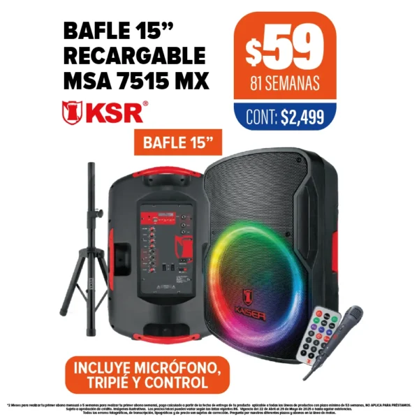 Bafle 15" KSR Recargable MSA 7517 MX
