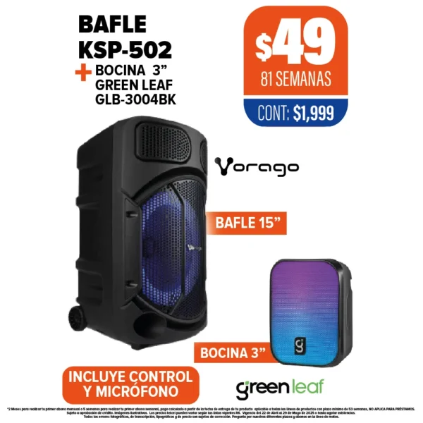Bafle 15" VORAGO KSP-502 + Bocina Greenleaf