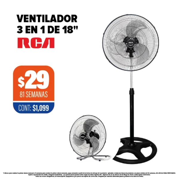 Ventilador RCA 3 en 1 de 18”
