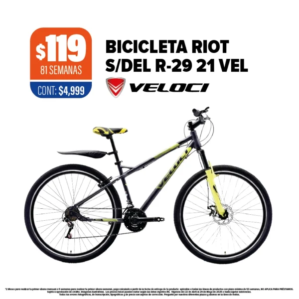 Bicicleta Veloci Riot S/del R29 21 VEL