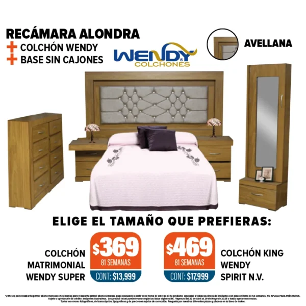 Recámara Alondra + Colchón + Base