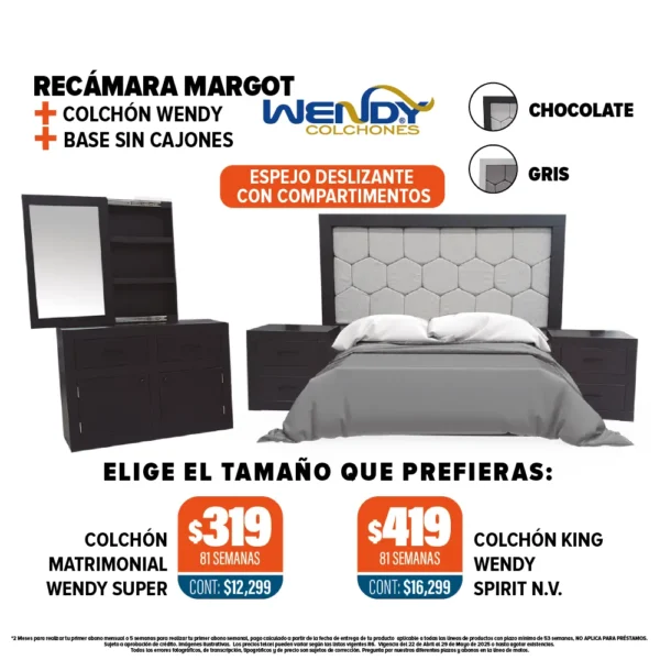 Recámara Margot + Colchón + Base