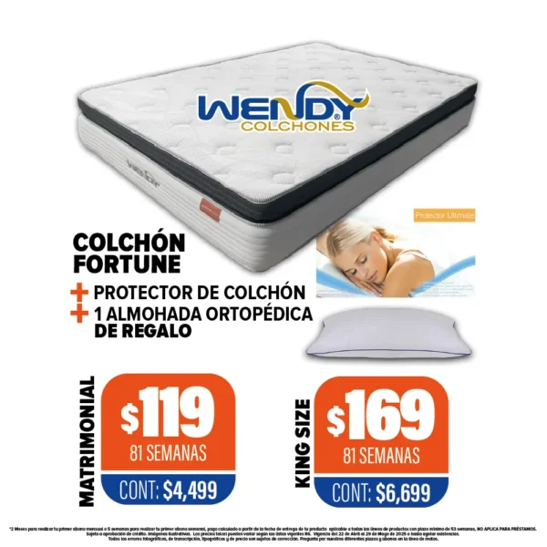 Colchón WENDY Fortune + Protector + Almohada de regalo