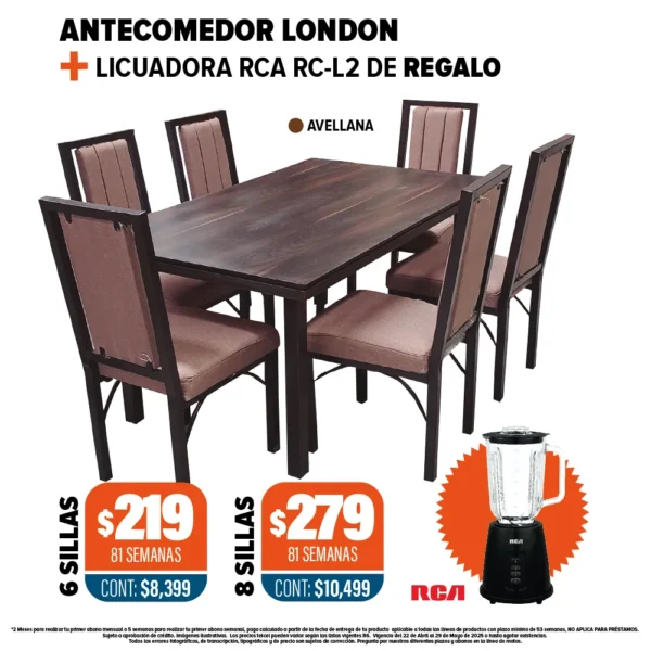 Antecomedor London + Licuadora RCA de Regalo