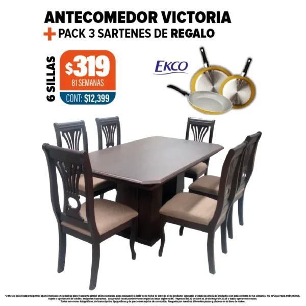 Antecomedor Victoria + Pack 3 Sartenes Ekco de Regalo