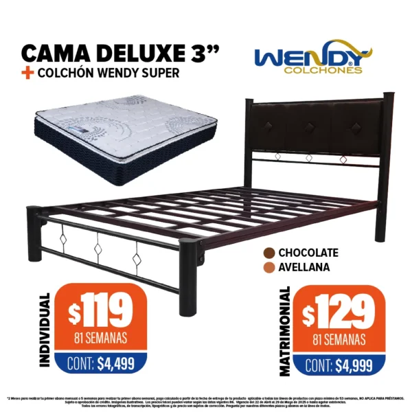 Cama Deluxe 3” + Colchón Wendy
