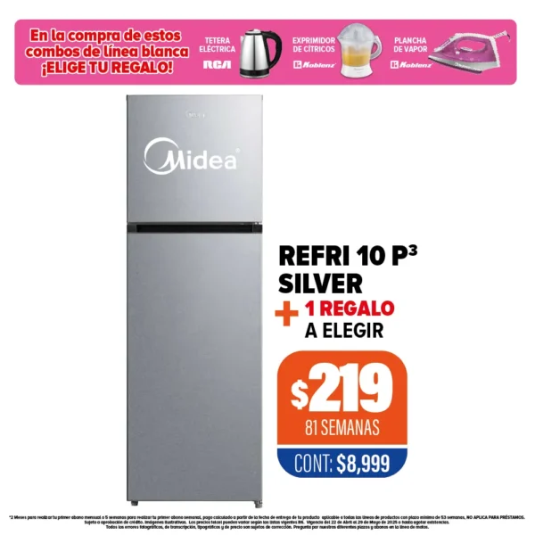 Refrigerador Midea 10 p3 + 1 Regalo a elegir