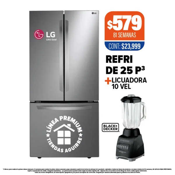 Refrigerador LG de 25 P3 + Licuadora B&D