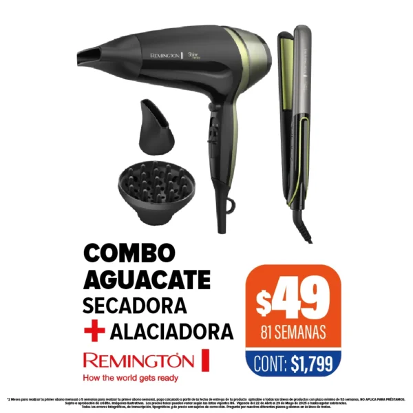 Combo Aguacate Remington Secadora + Alaciadora