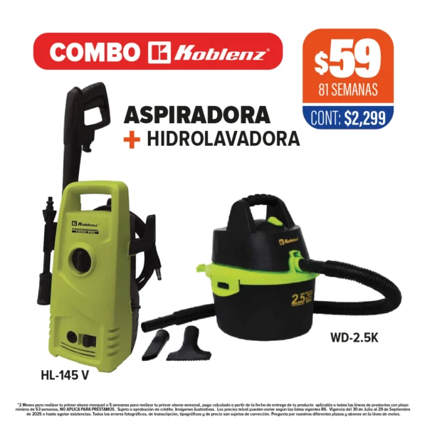 COMBO KOBLENZ ASPIRADORA + HIDROLAVADORA