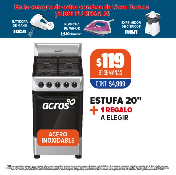 ESTUFA ACROS 20” + 1 REGALO