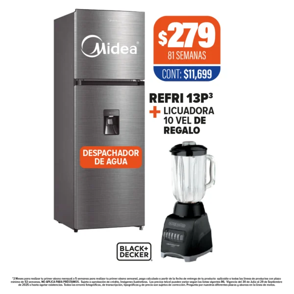 REFRIGERADOR MIDEA 13 P3 + LICUADORA DE REGALO