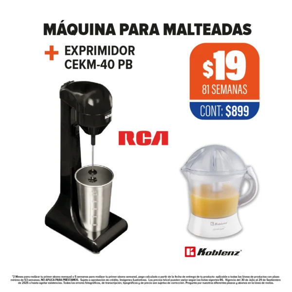 MAQUINA PARA MALTEADAS RCA + EXPRIMIDOR