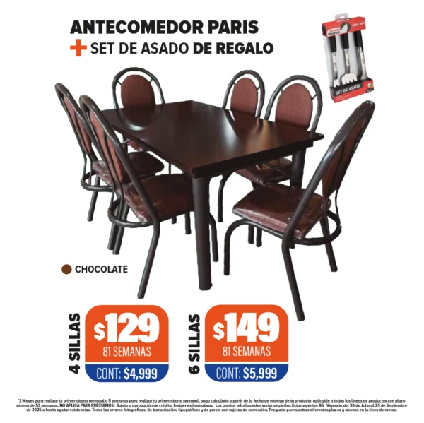 ANTECOMEDOR PARIS + SET DE ASADO DE REGALO