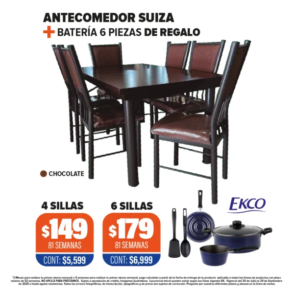 ANTECOMEDOR SUIZA + BATERÍA DE REGALO
