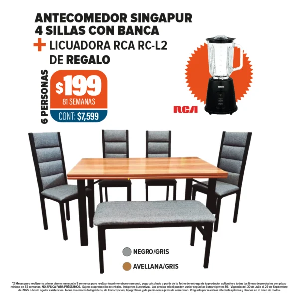 ANTECOMEDOR SINGAPUR + LICUADORA DE REGALO
