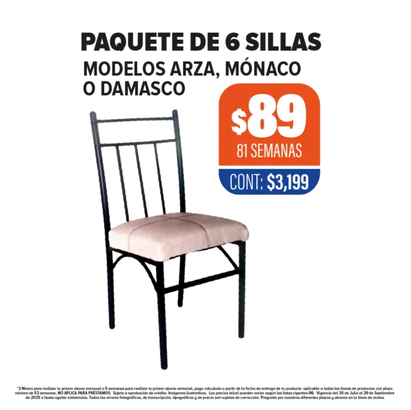 PAQUETE DE 6 SILLAS (VARIOS MODELOS)