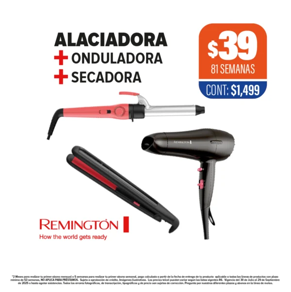 ALACIADORA + ONDULADORA + SECADORA REMINGTON