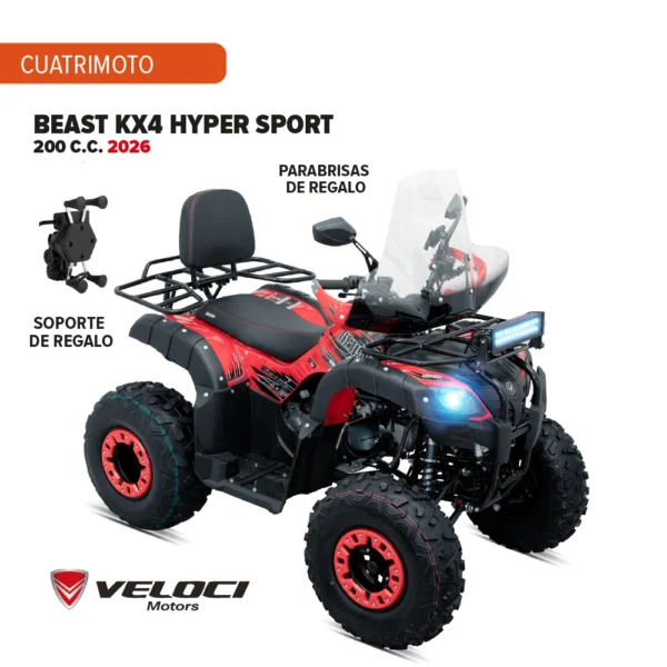 Cuatrimoto Veloci Beast KX4 Hyper Sport 200 C.C. 2026