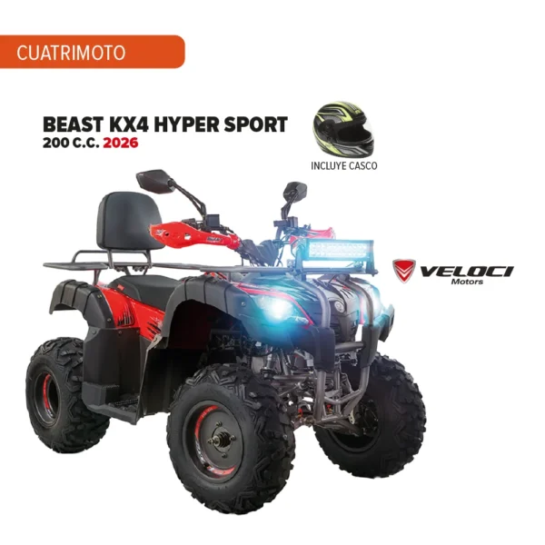 Cuatrimoto Veloci Beast KX4 Hyper Sport 200 C.C. 2026