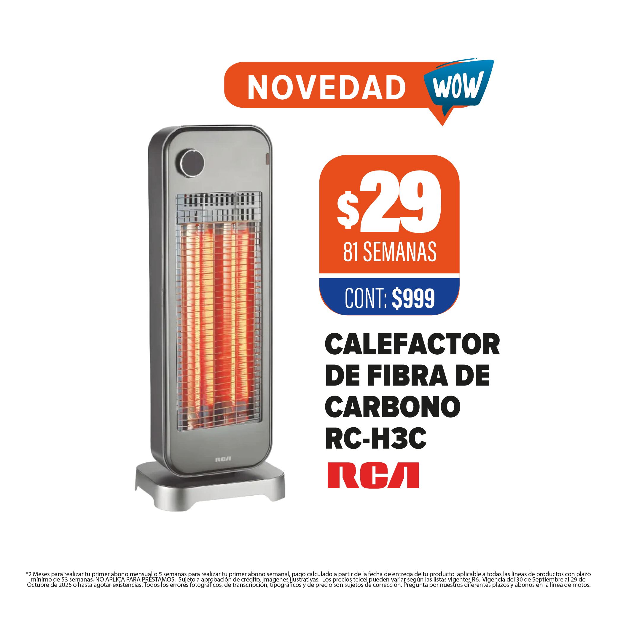 CALEFACTOR DE FIBRA DE CARBONO RCA RC-H3C