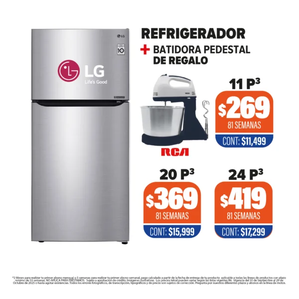REFRIGERADOR LG + BATIDORA DE REGALO