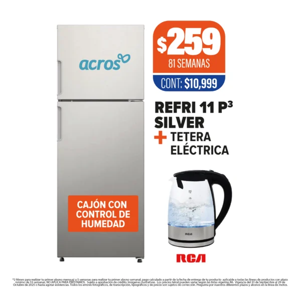 REFRIGERADOR ACROS 11P3 + TETERA ELÉCTRICA