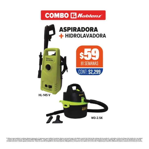 COMBO ASPIRADORA + HIDROLAVADORA KOBLENZ