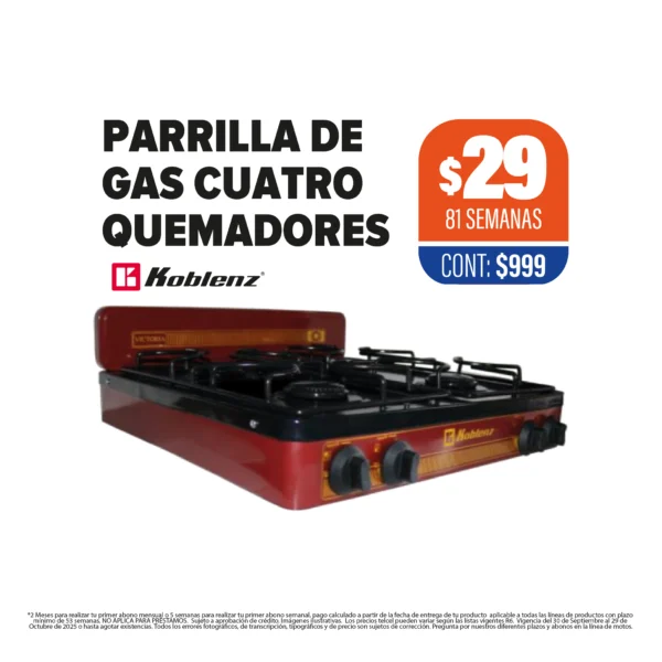 PARRILLA DE GAS KOBLENZ 4 QUEMADORES