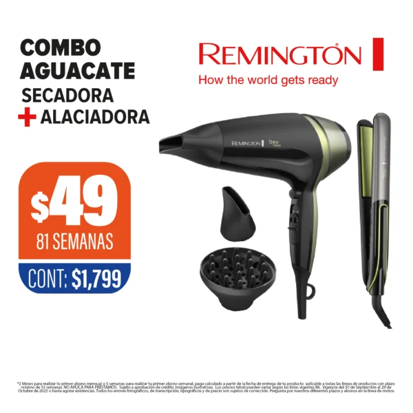 COMBO AGUACATE REMINGTON SECADORA + ALACIADORA