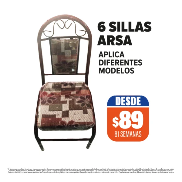 6 SILLAS ARSA (VARIOS MODELOS)