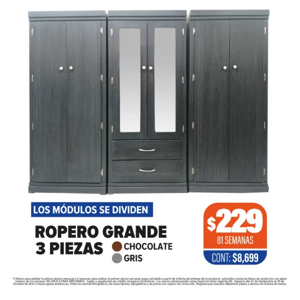 ROPERO GRANDE 3 PIEZAS
