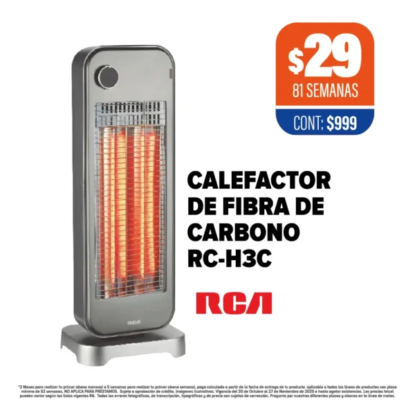 CALEFACTOR DE FIBRA DE CARBONO RCA RC-H3C