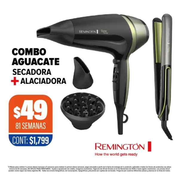 COMBO AGUACATE SECADORA + ALACIADORA REMINGTON