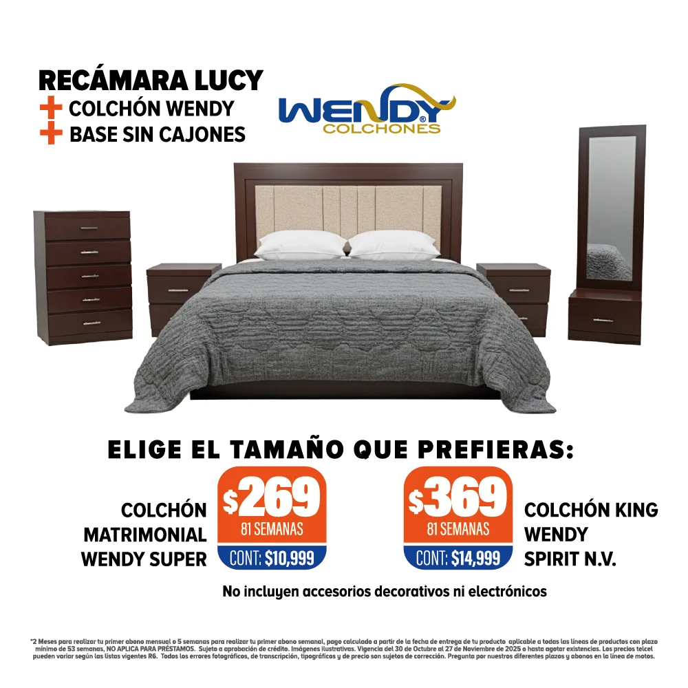 RECÁMARA LUCY + COLCHÓN + BASE