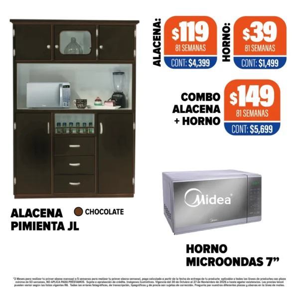 ALACENA PIMIENTA JL + HORNO MICROONDAS MIDEA