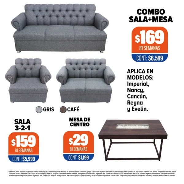 SALA 3-2-1 + MESA DE CENTRO