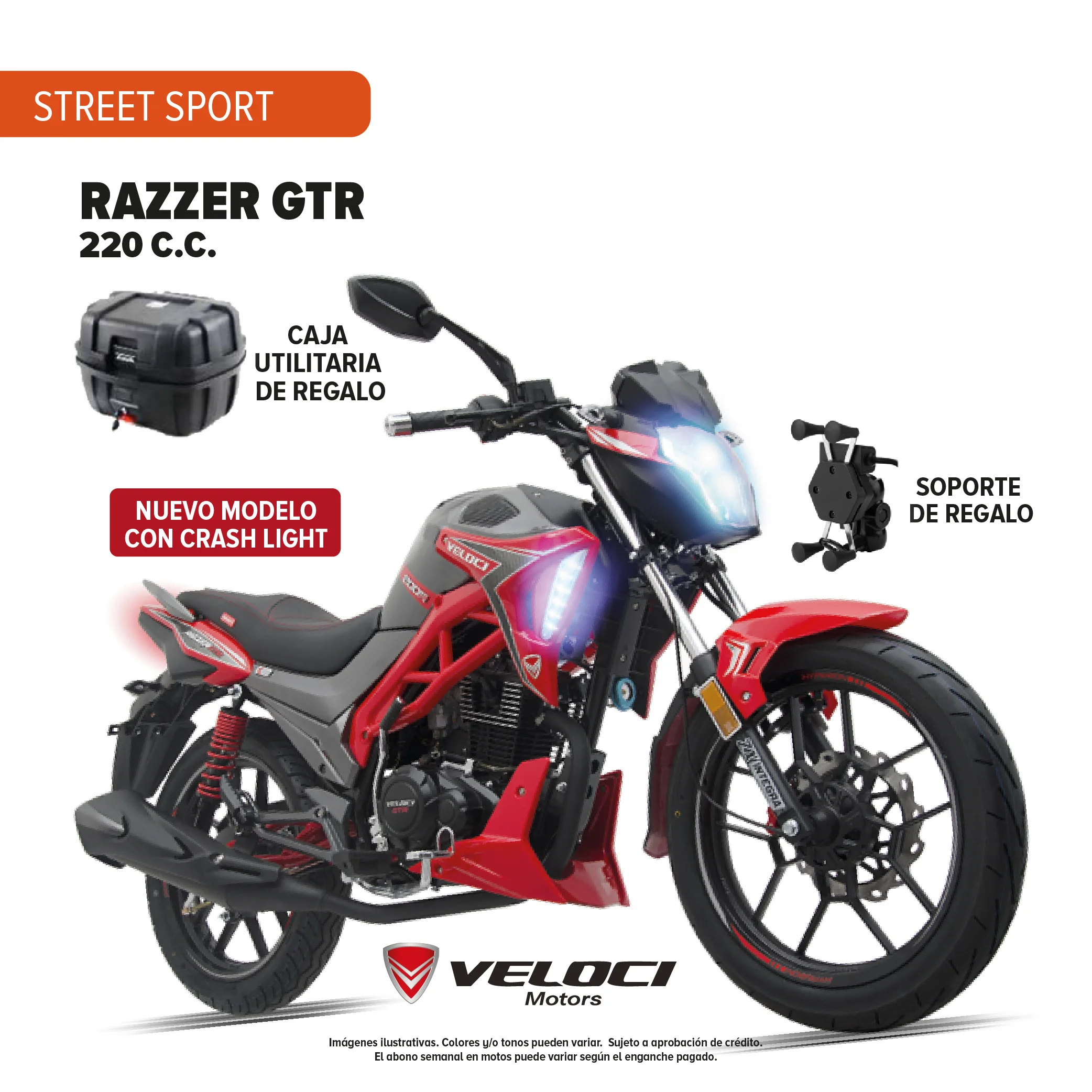 Motocicleta Veloci Razzer GTR 220 C.C. 2026