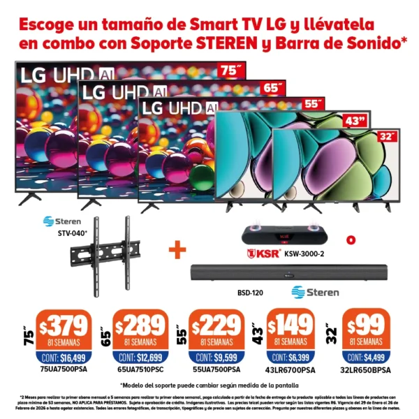 SMART TV LG + SOPORTE + BARRA DE SONIDO