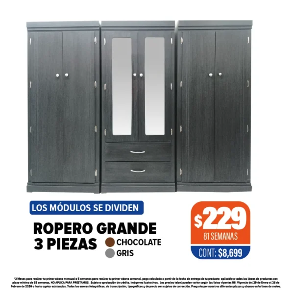 ROPERO GRANDE 3 PIEZAS