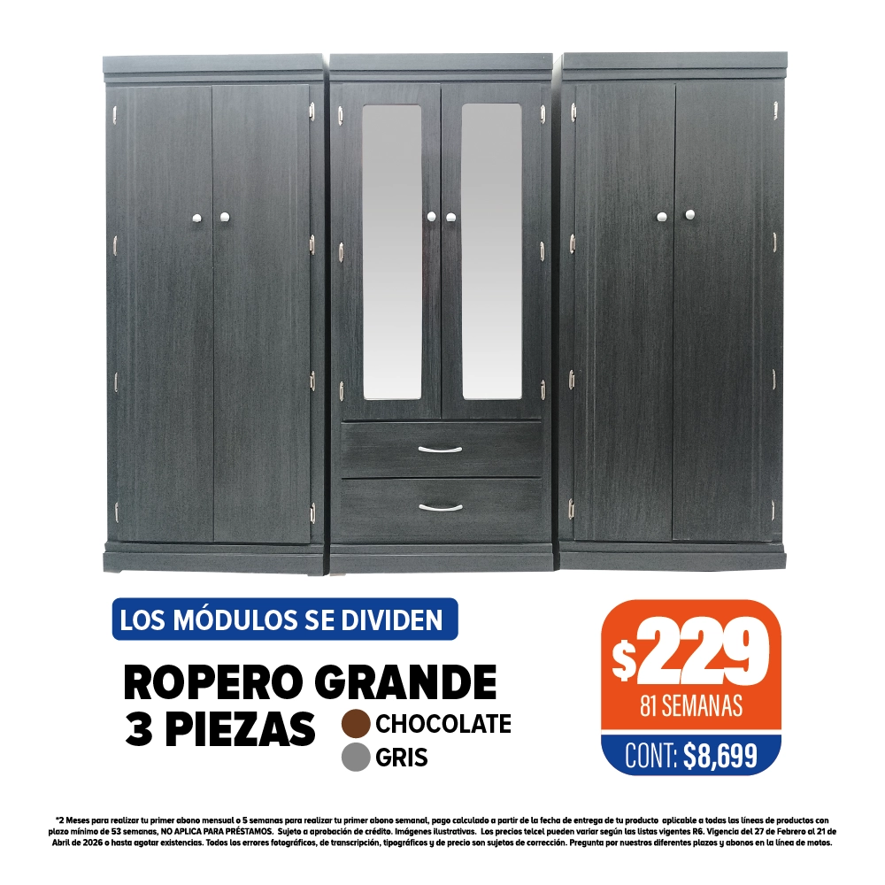 ROPERO GRANDE 3 PIEZAS
