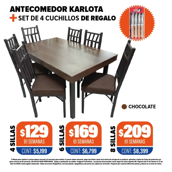 ANTECOMEDOR KARLOTA + SET DE CUCHILLOS DE REGALO