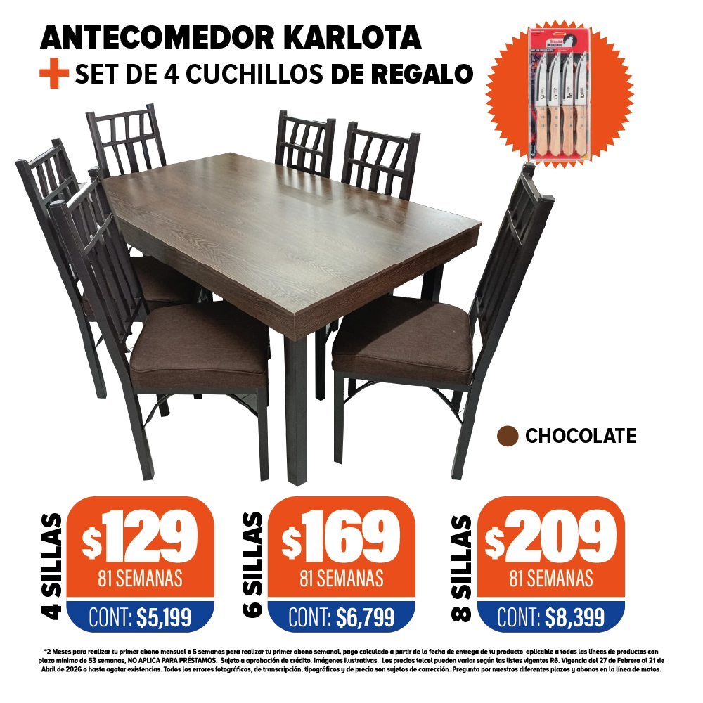 ANTECOMEDOR KARLOTA + SET DE CUCHILLOS DE REGALO